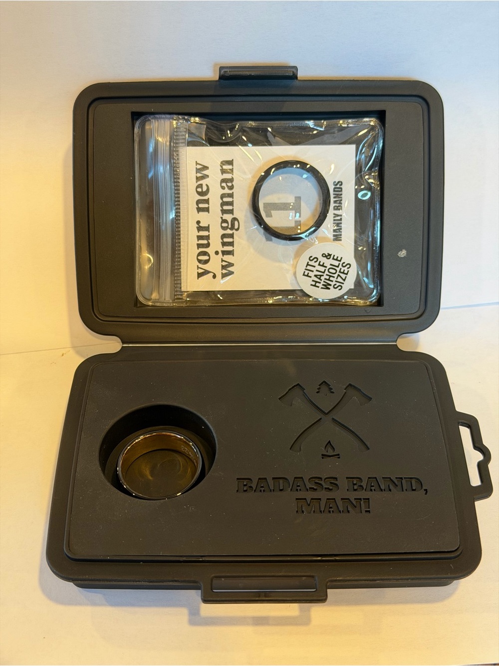 Manly Band - Black and Gold Size 10.5 Silicone Ring - Black Size 11
